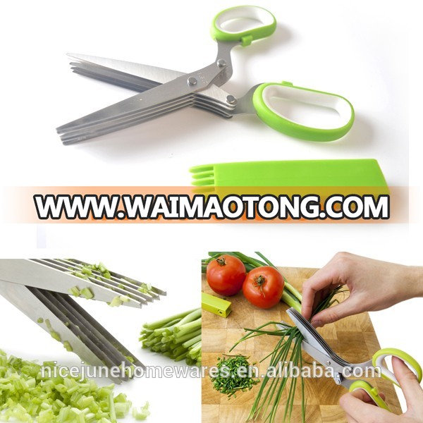 5 Blades Stainless Steel Kitchen Shallot Scissor Herb Scissors Food Cutter Shear